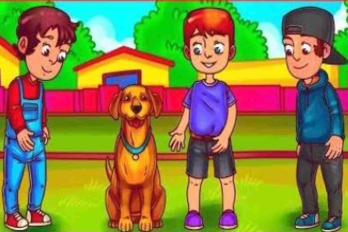 Tre ragazzini e un cane in un parco